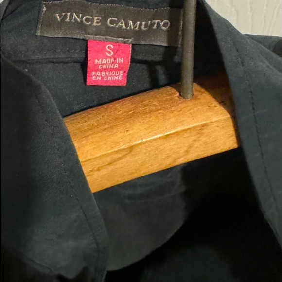 Vince Camuto vest black mesh modal drawstring pockets gold cinched cargo US S - Picture 3 of 5